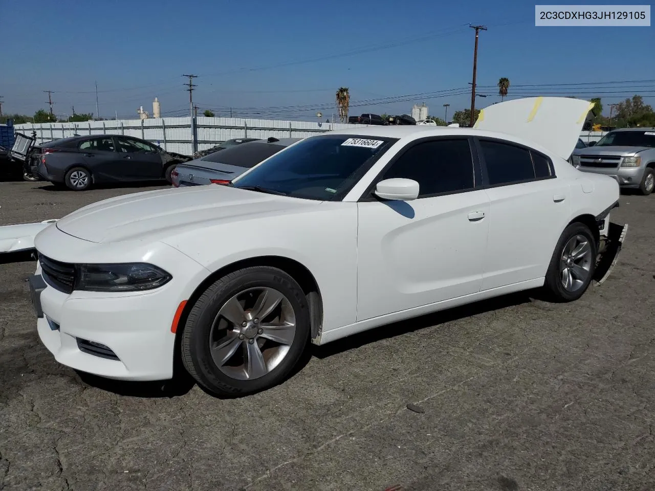 2018 Dodge Charger Sxt Plus VIN: 2C3CDXHG3JH129105 Lot: 75316604