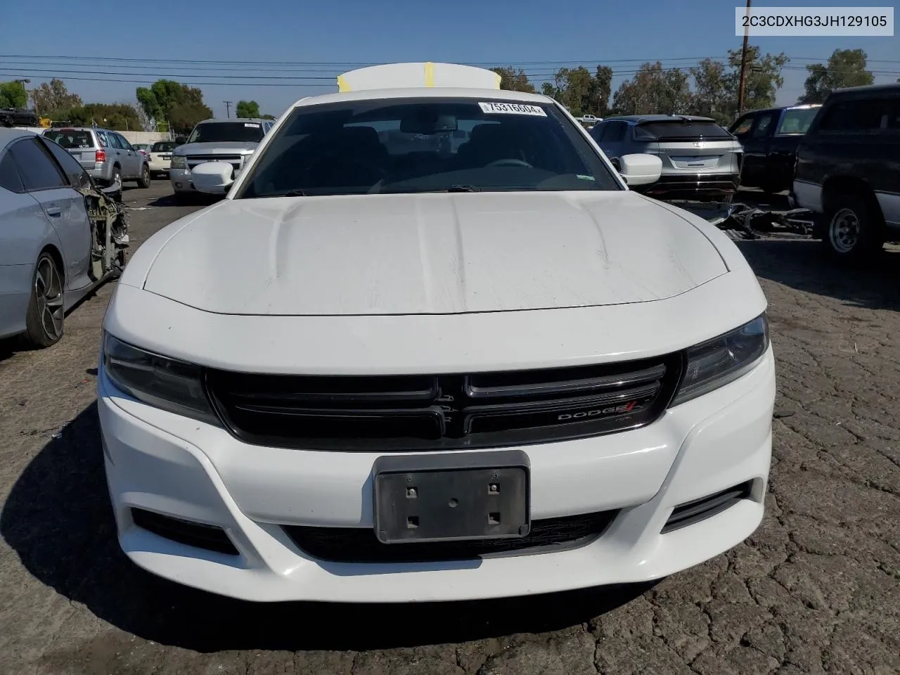 2018 Dodge Charger Sxt Plus VIN: 2C3CDXHG3JH129105 Lot: 75316604