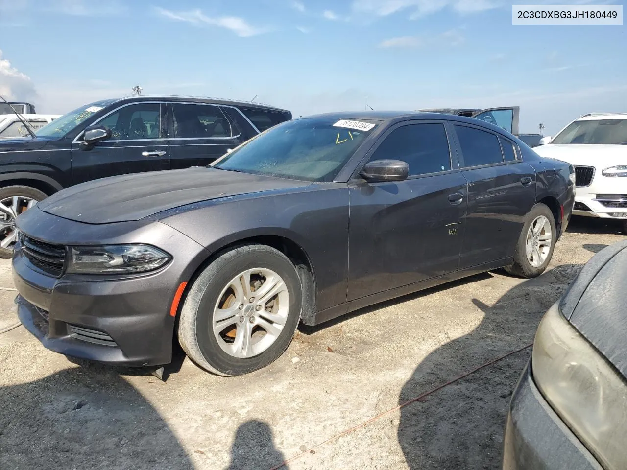 2018 Dodge Charger Sxt VIN: 2C3CDXBG3JH180449 Lot: 76120394