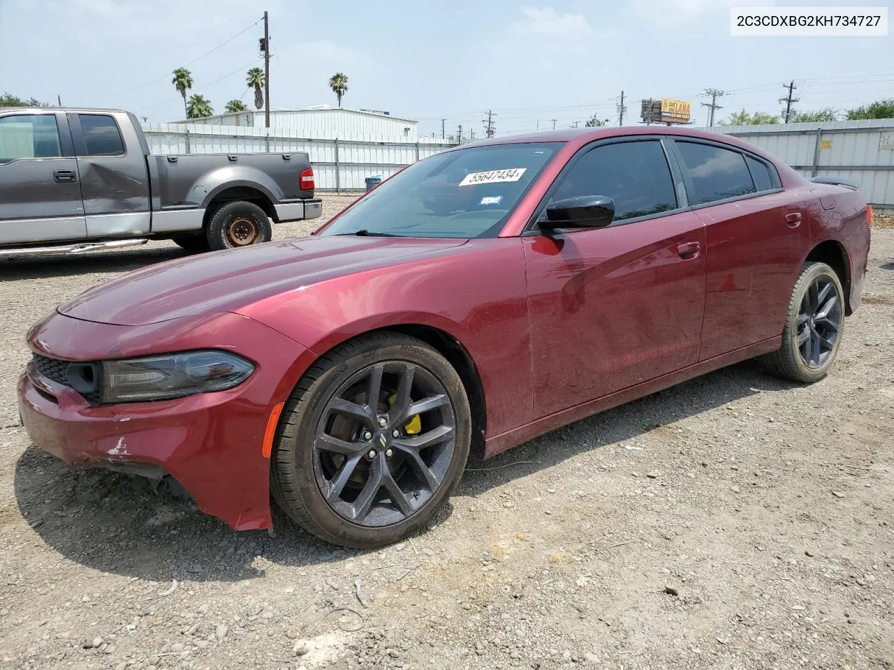 2019 Dodge Charger Sxt VIN: 2C3CDXBG2KH734727 Lot: 55647434