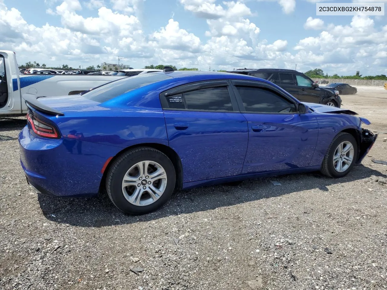 2019 Dodge Charger Sxt VIN: 2C3CDXBG2KH754878 Lot: 66466034