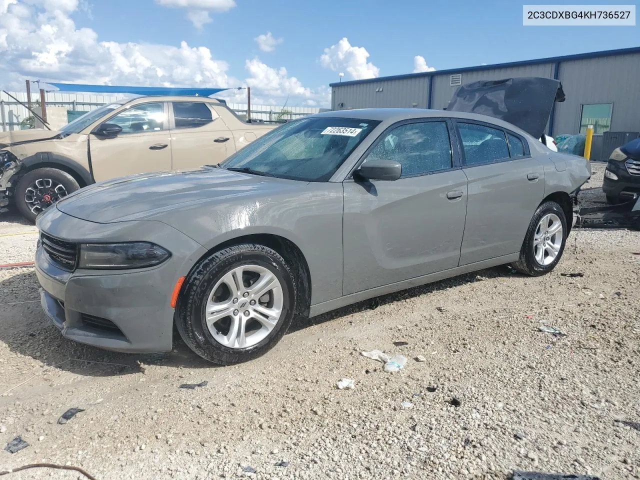 2019 Dodge Charger Sxt VIN: 2C3CDXBG4KH736527 Lot: 72263514