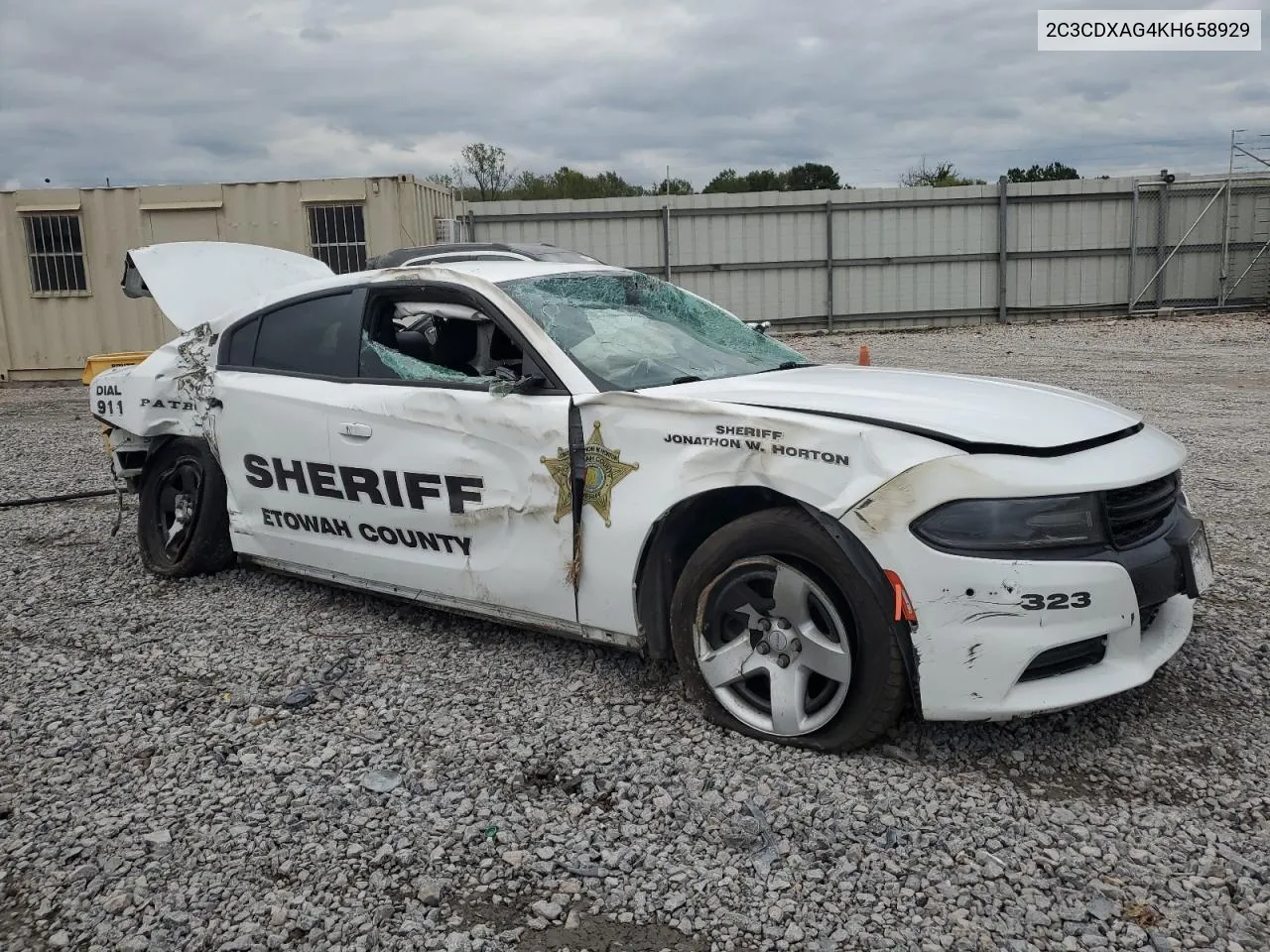 2019 Dodge Charger Police VIN: 2C3CDXAG4KH658929 Lot: 72600884