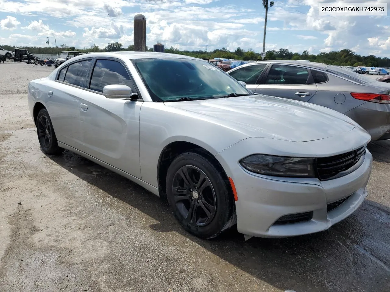 2019 Dodge Charger Sxt VIN: 2C3CDXBG6KH742975 Lot: 73785434