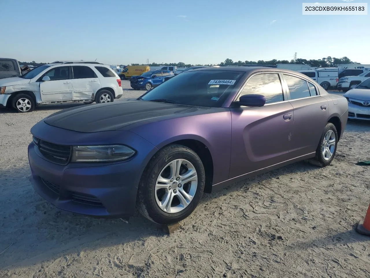 2019 Dodge Charger Sxt VIN: 2C3CDXBG9KH655183 Lot: 74369484