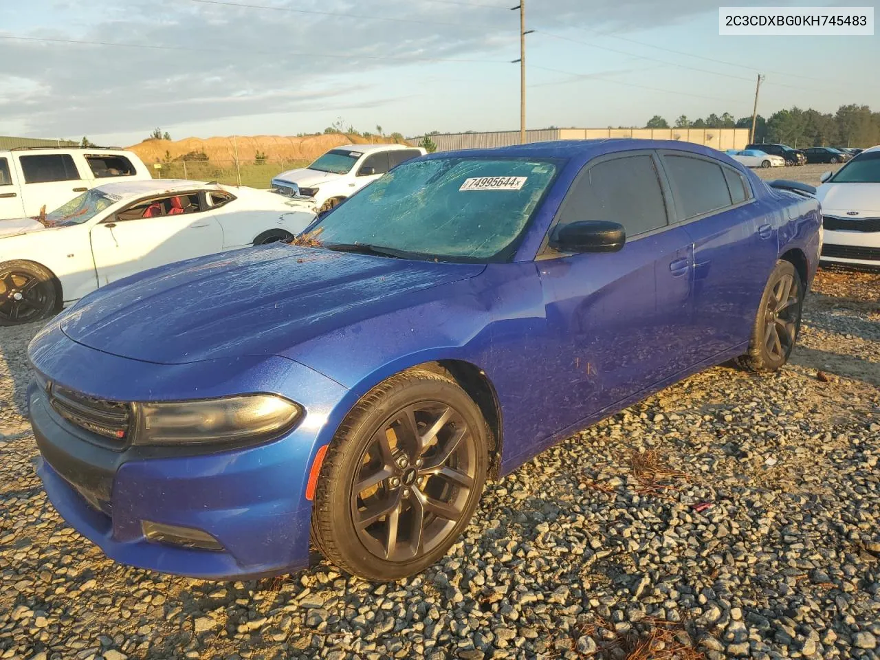 2019 Dodge Charger Sxt VIN: 2C3CDXBG0KH745483 Lot: 74995644