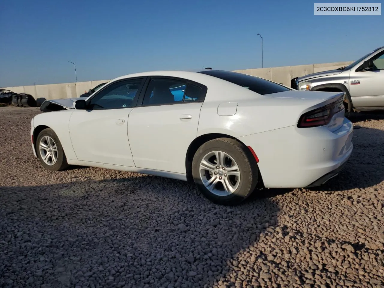 2019 Dodge Charger Sxt VIN: 2C3CDXBG6KH752812 Lot: 75139084