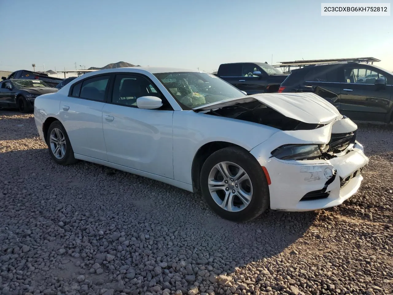 2019 Dodge Charger Sxt VIN: 2C3CDXBG6KH752812 Lot: 75139084