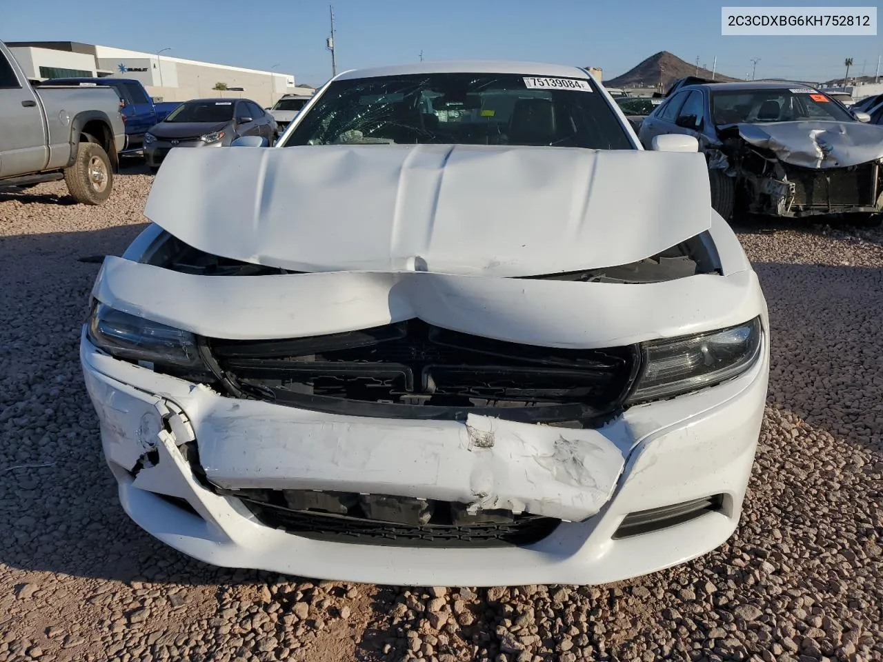 2019 Dodge Charger Sxt VIN: 2C3CDXBG6KH752812 Lot: 75139084