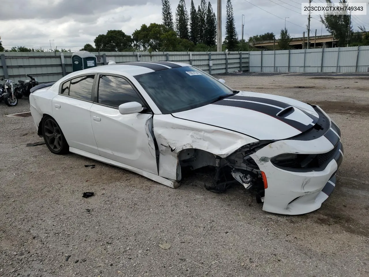 2019 Dodge Charger R/T VIN: 2C3CDXCTXKH749343 Lot: 76874724