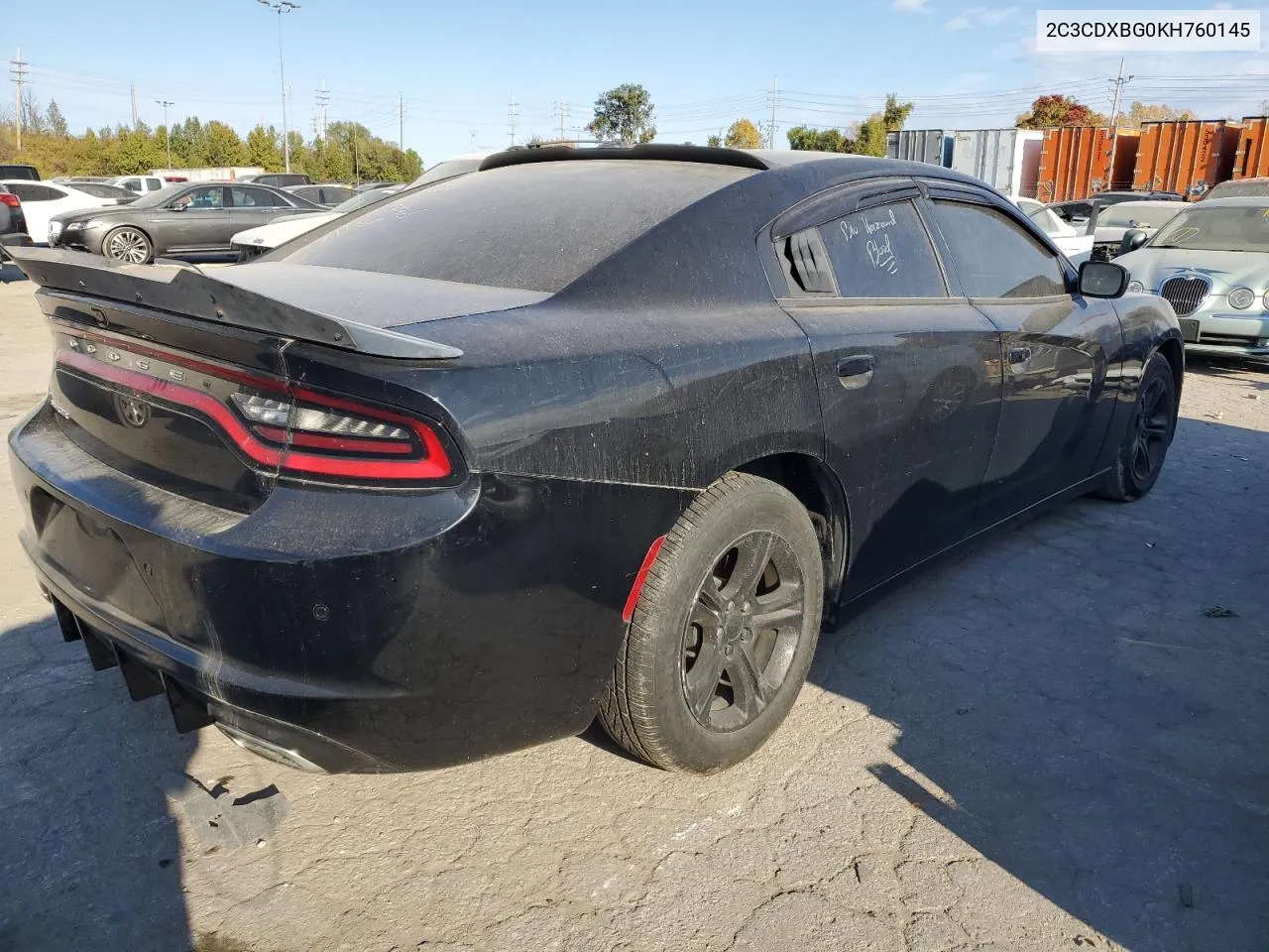 2019 Dodge Charger Sxt VIN: 2C3CDXBG0KH760145 Lot: 77092694