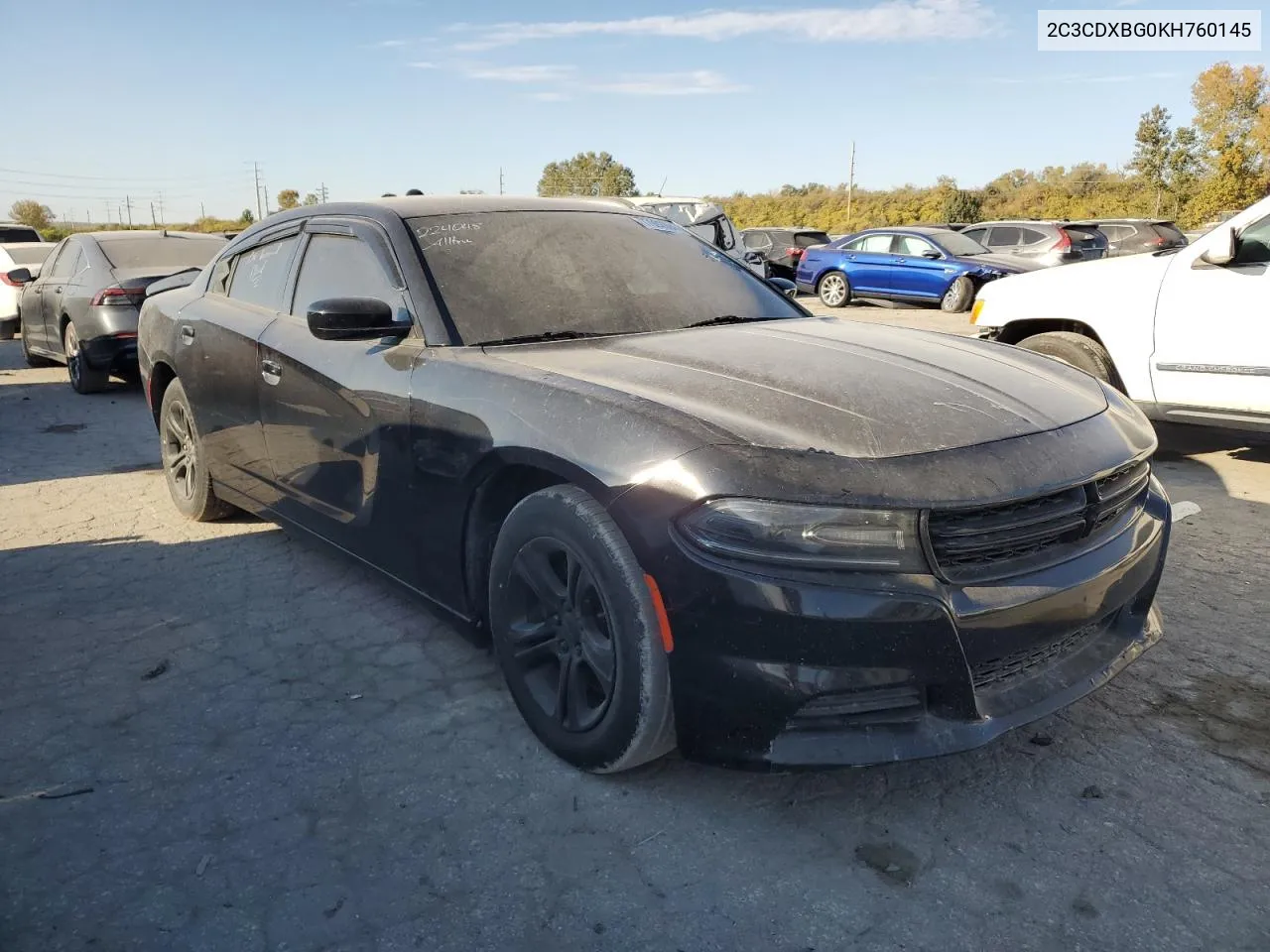 2019 Dodge Charger Sxt VIN: 2C3CDXBG0KH760145 Lot: 77092694