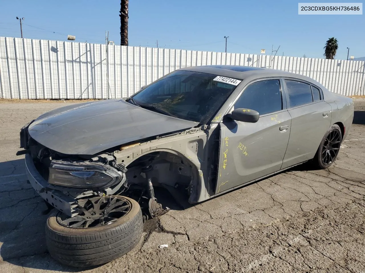 2019 Dodge Charger Sxt VIN: 2C3CDXBG5KH736486 Lot: 77422144