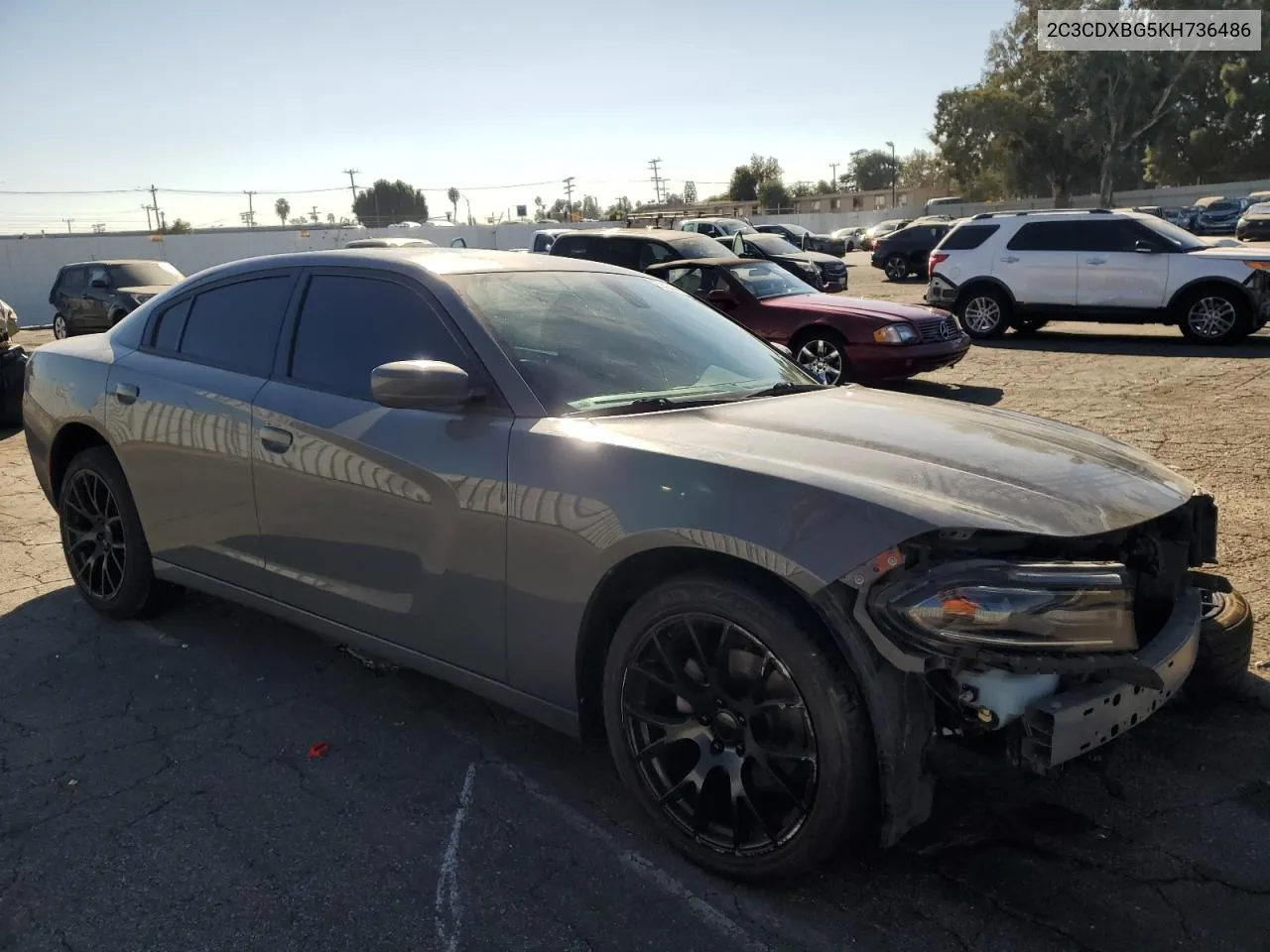 2019 Dodge Charger Sxt VIN: 2C3CDXBG5KH736486 Lot: 77422144