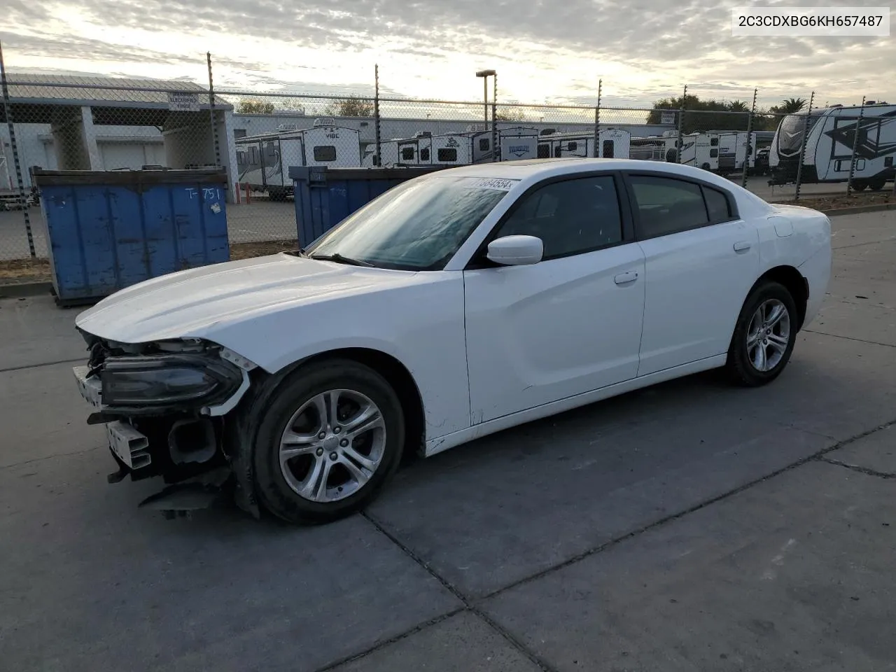 2019 Dodge Charger Sxt VIN: 2C3CDXBG6KH657487 Lot: 77884554