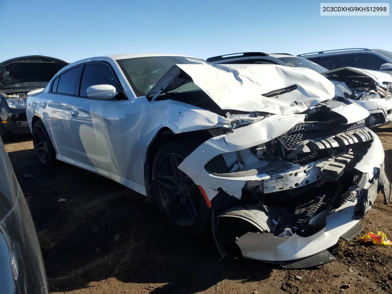 2019 Dodge Charger Gt VIN: 2C3CDXHG9KH512998 Lot: 80542004