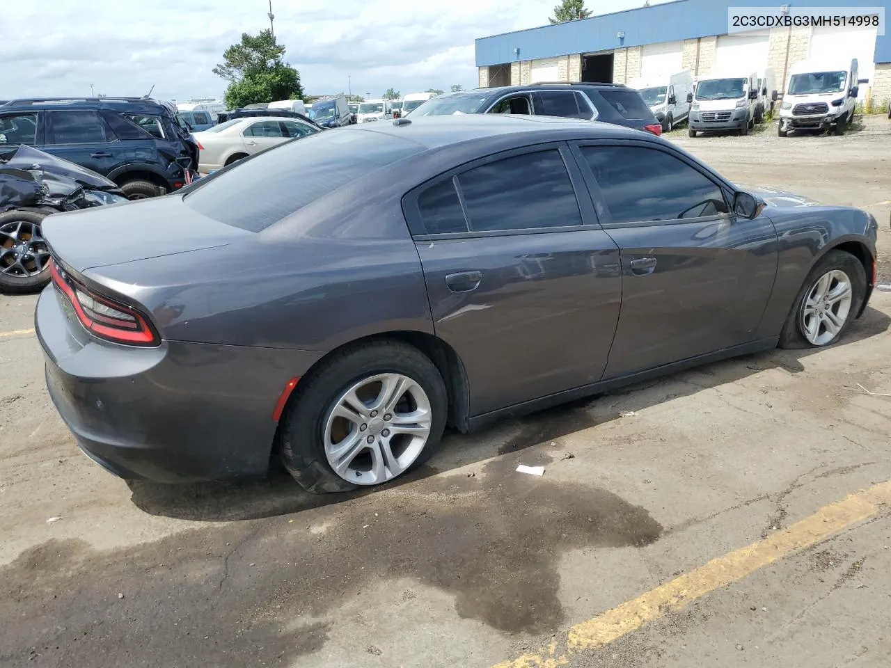 2021 Dodge Charger Sxt VIN: 2C3CDXBG3MH514998 Lot: 61310434