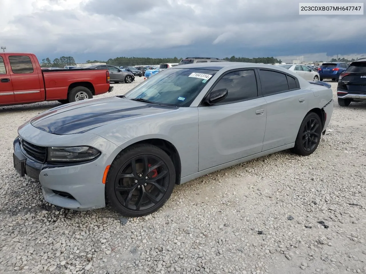 2021 Dodge Charger Sxt VIN: 2C3CDXBG7MH647747 Lot: 71041314