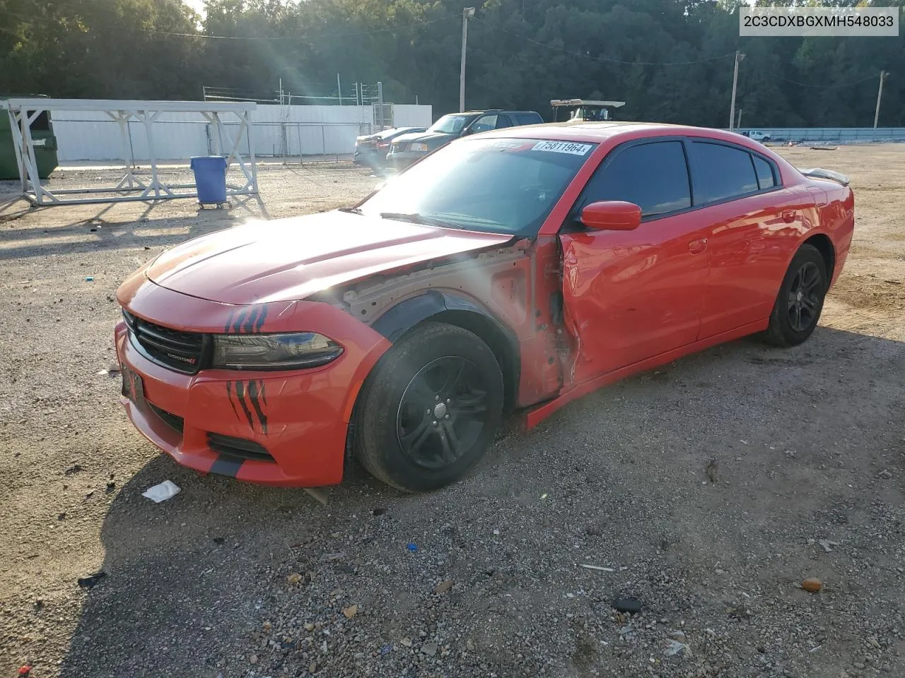 2021 Dodge Charger Sxt VIN: 2C3CDXBGXMH548033 Lot: 75811964