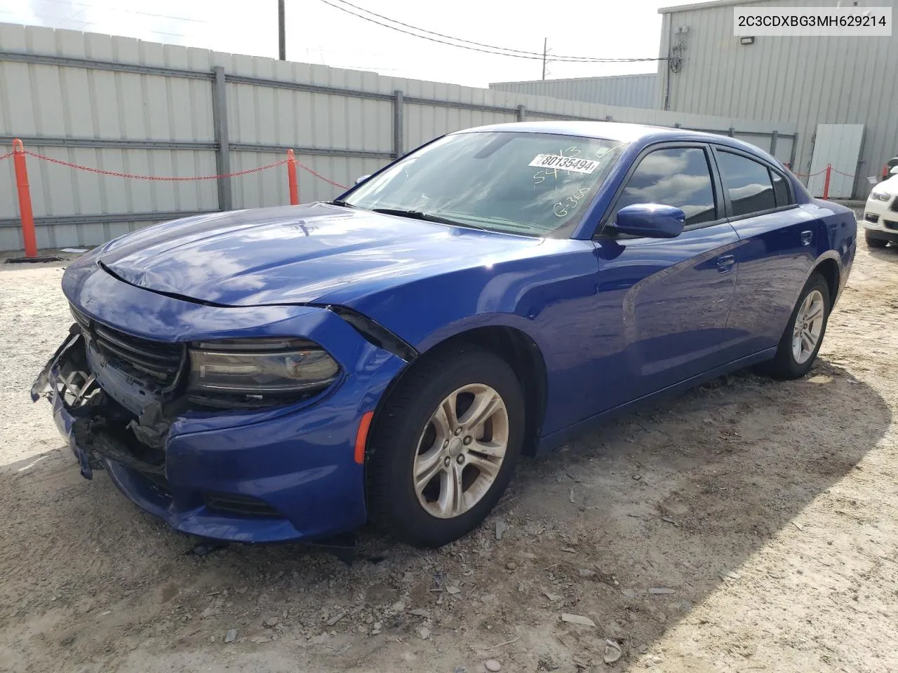 2021 Dodge Charger Sxt VIN: 2C3CDXBG3MH629214 Lot: 80135494