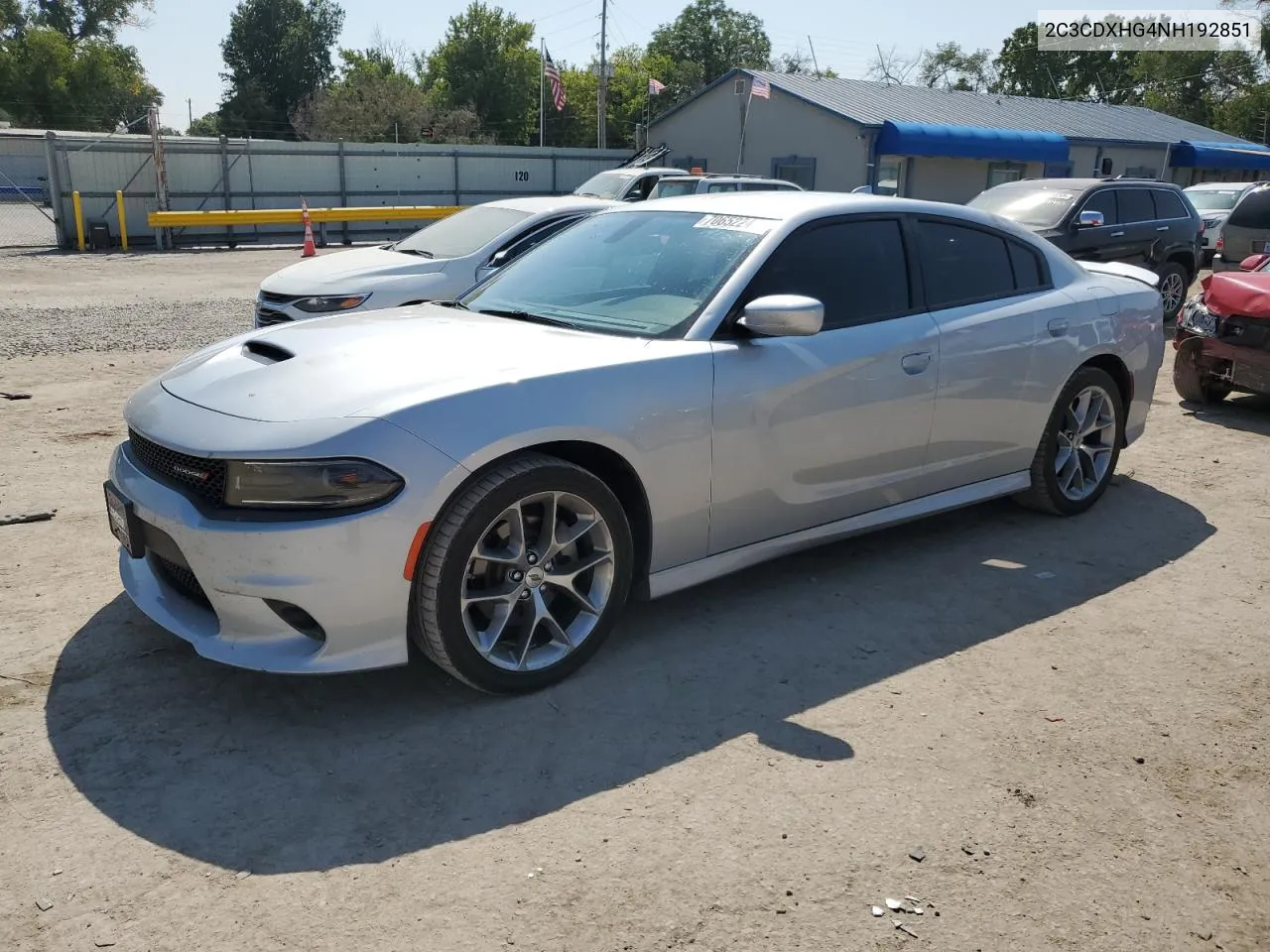 2022 Dodge Charger Gt VIN: 2C3CDXHG4NH192851 Lot: 70652244