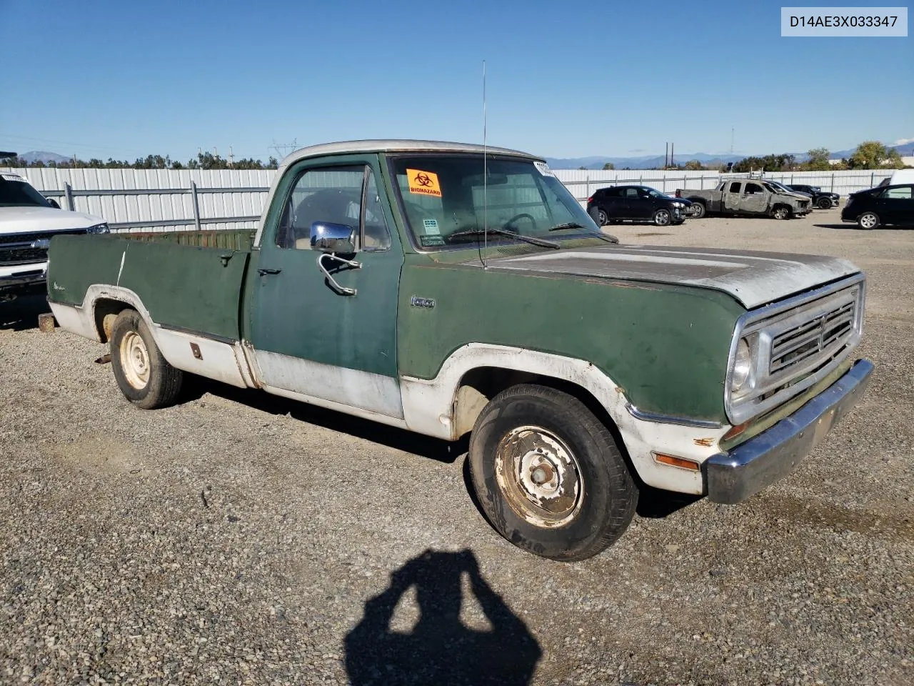 1973 Dodge D-150 VIN: D14AE3X033347 Lot: 78320544