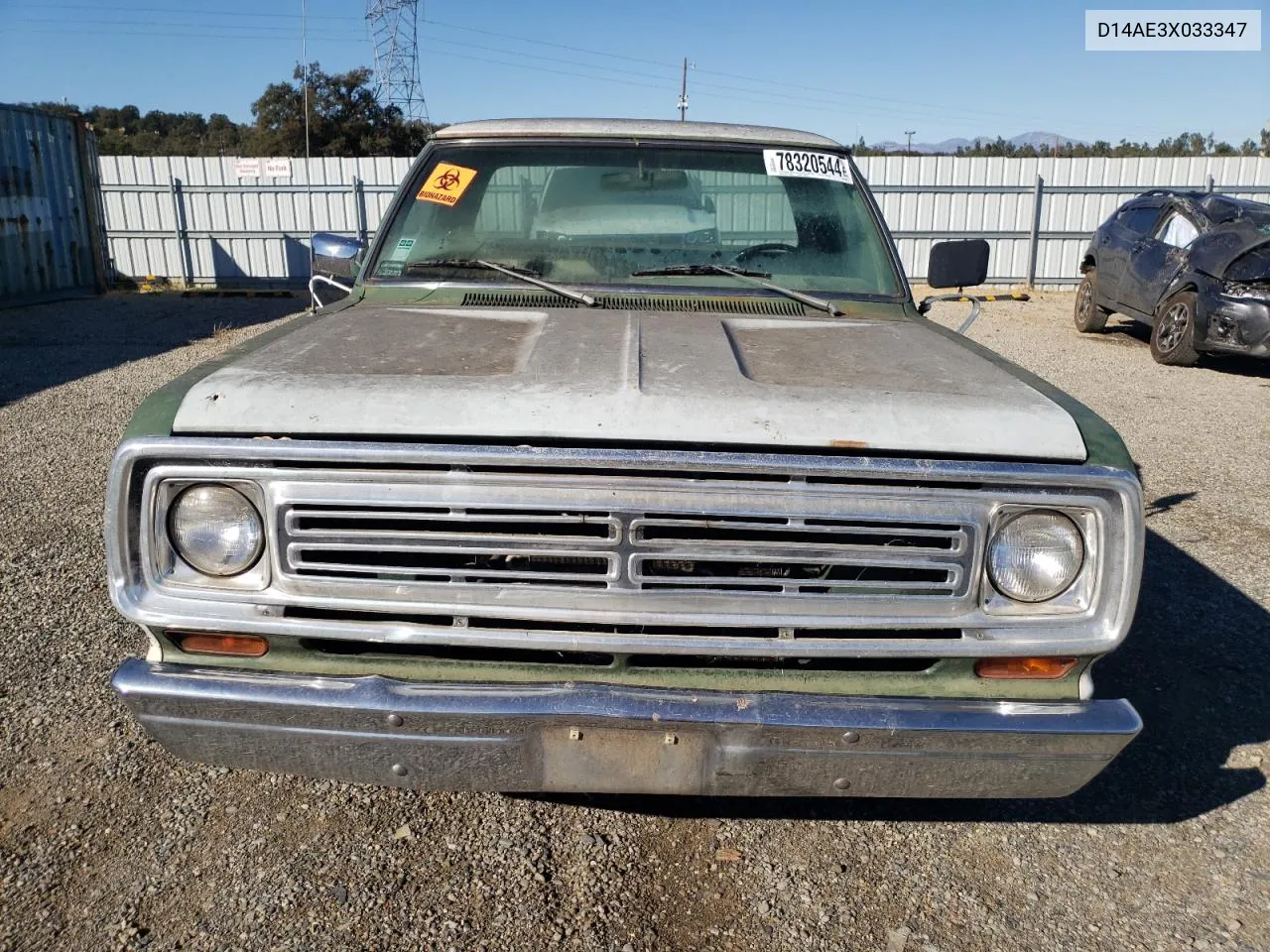 1973 Dodge D-150 VIN: D14AE3X033347 Lot: 78320544