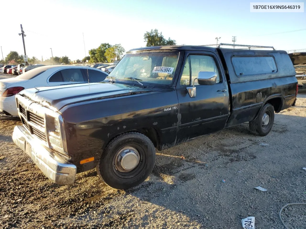 1992 Dodge D-Series D150 VIN: 1B7GE16X9NS646319 Lot: 80392984