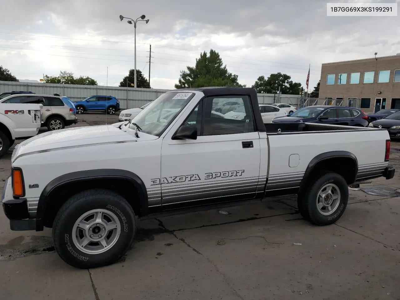 1989 Dodge Dakota Sport VIN: 1B7GG69X3KS199291 Lot: 69616264