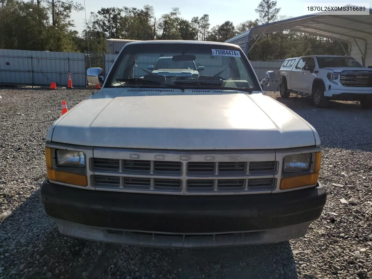 1991 Dodge Dakota VIN: 1B7GL26X0MS316689 Lot: 75984474