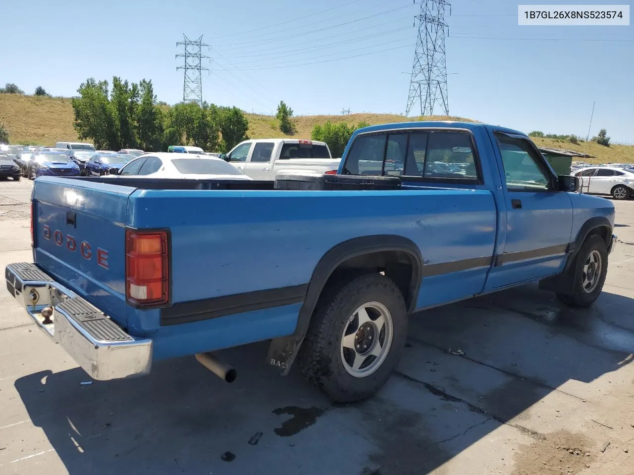 1992 Dodge Dakota VIN: 1B7GL26X8NS523574 Lot: 65041534