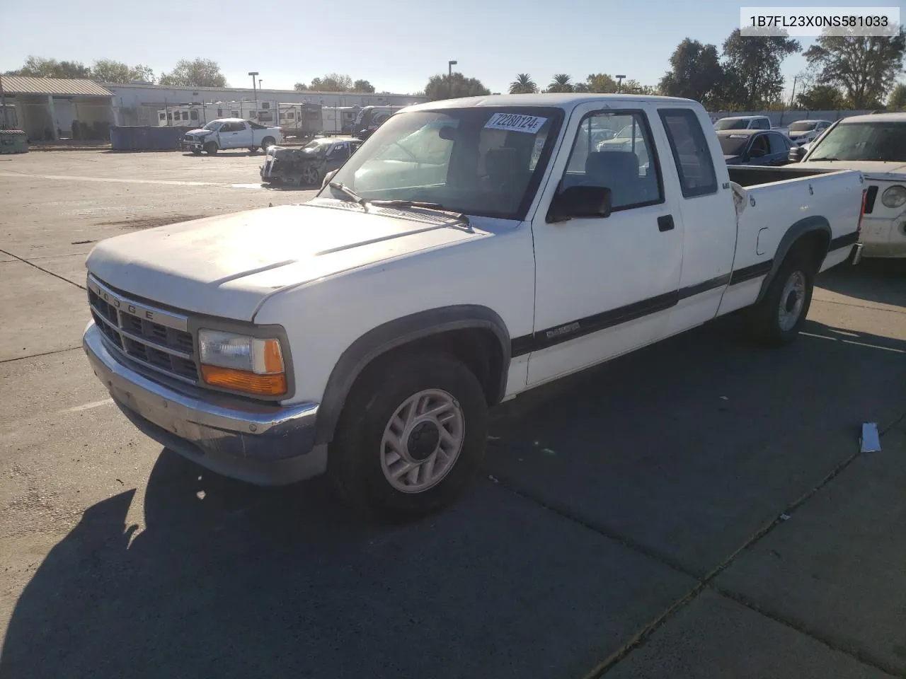 1992 Dodge Dakota VIN: 1B7FL23X0NS581033 Lot: 72280124