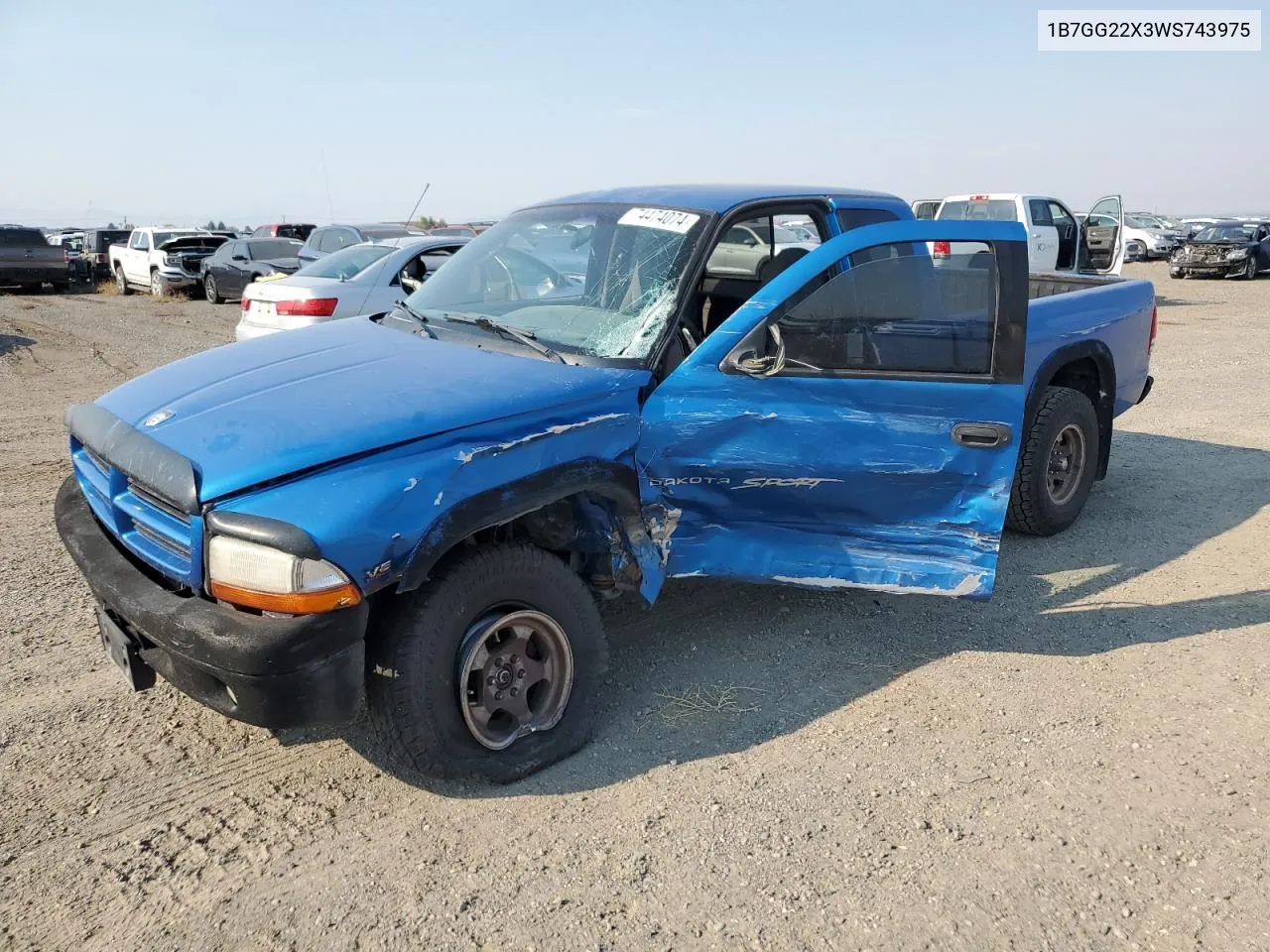 1998 Dodge Dakota VIN: 1B7GG22X3WS743975 Lot: 74474074