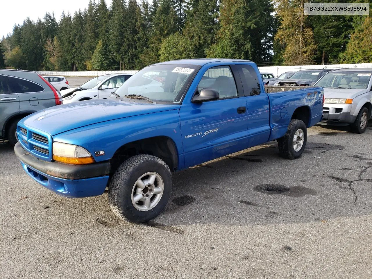 1998 Dodge Dakota VIN: 1B7GG22XXWS598594 Lot: 75330344