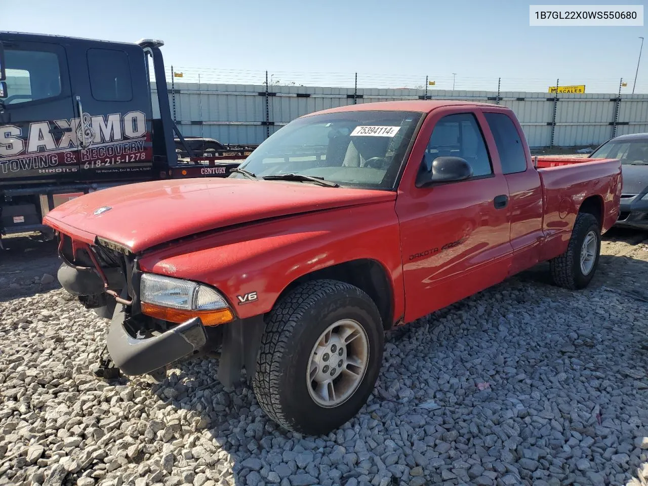 1998 Dodge Dakota VIN: 1B7GL22X0WS550680 Lot: 75394114