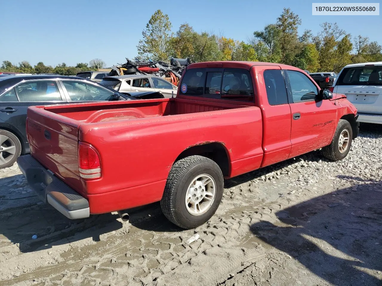 1998 Dodge Dakota VIN: 1B7GL22X0WS550680 Lot: 75394114