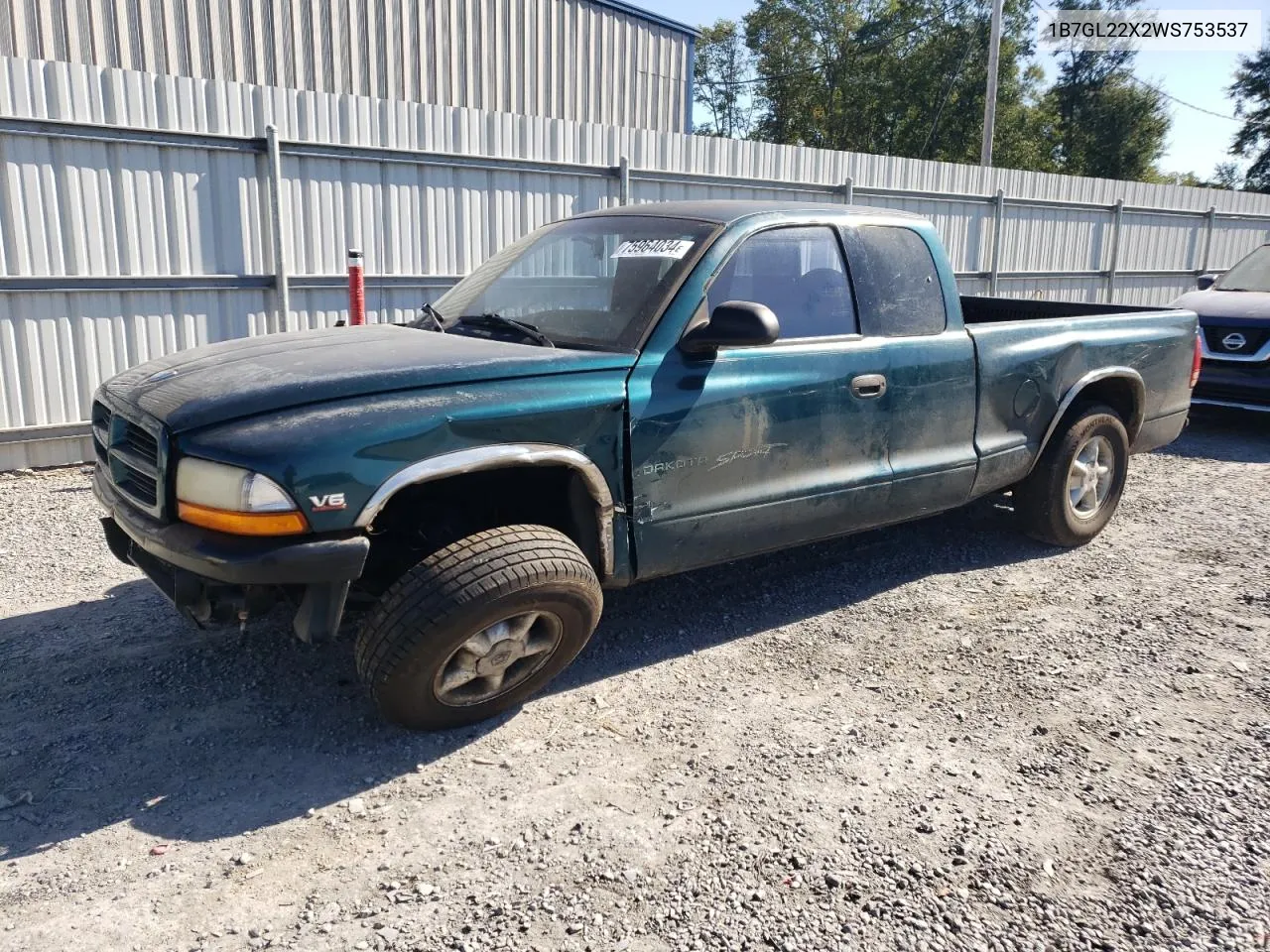 1998 Dodge Dakota VIN: 1B7GL22X2WS753537 Lot: 75964034