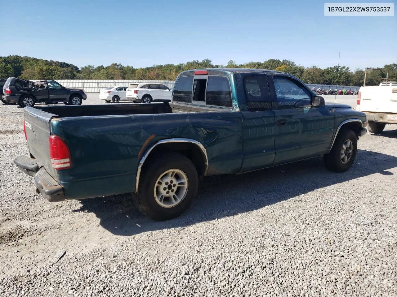 1998 Dodge Dakota VIN: 1B7GL22X2WS753537 Lot: 75964034