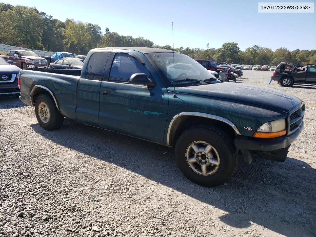 1998 Dodge Dakota VIN: 1B7GL22X2WS753537 Lot: 75964034