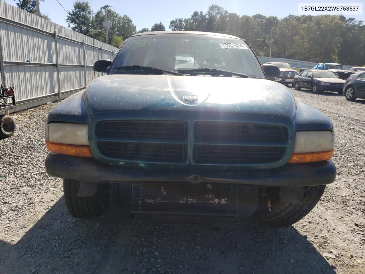 1998 Dodge Dakota VIN: 1B7GL22X2WS753537 Lot: 75964034