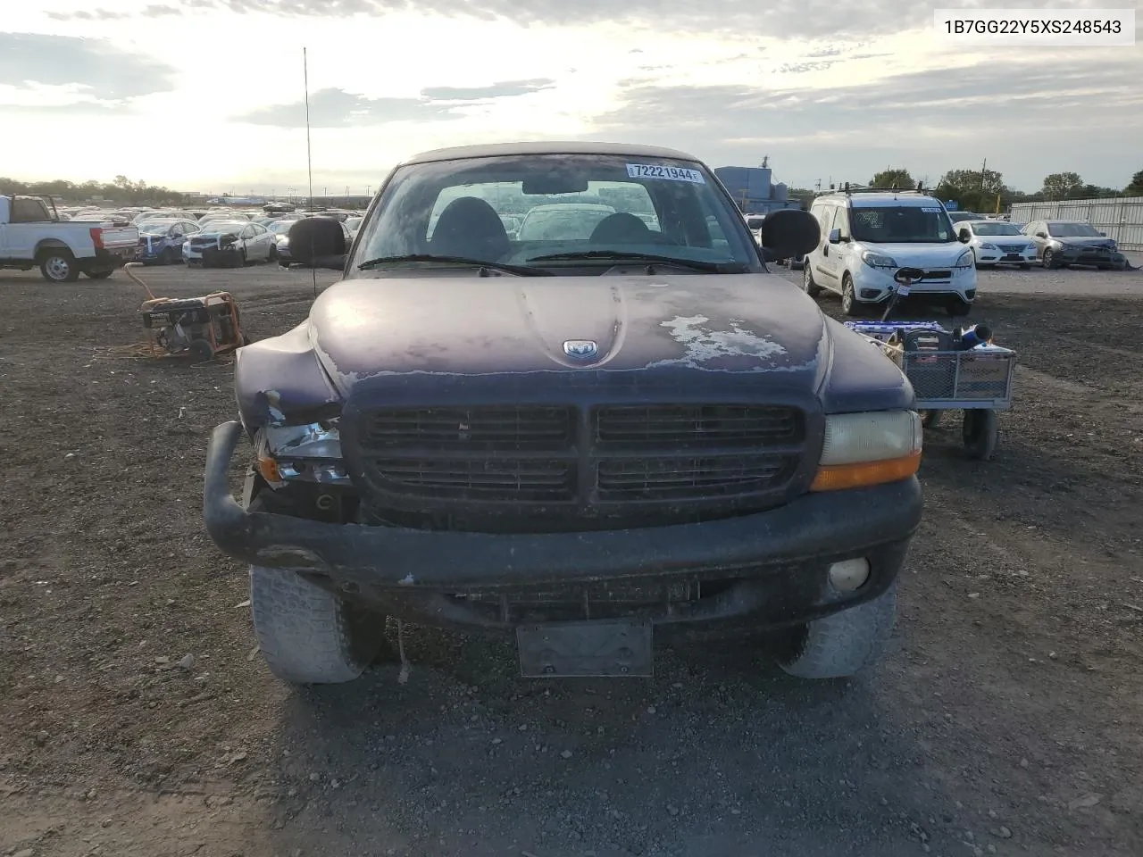 1999 Dodge Dakota VIN: 1B7GG22Y5XS248543 Lot: 72221944