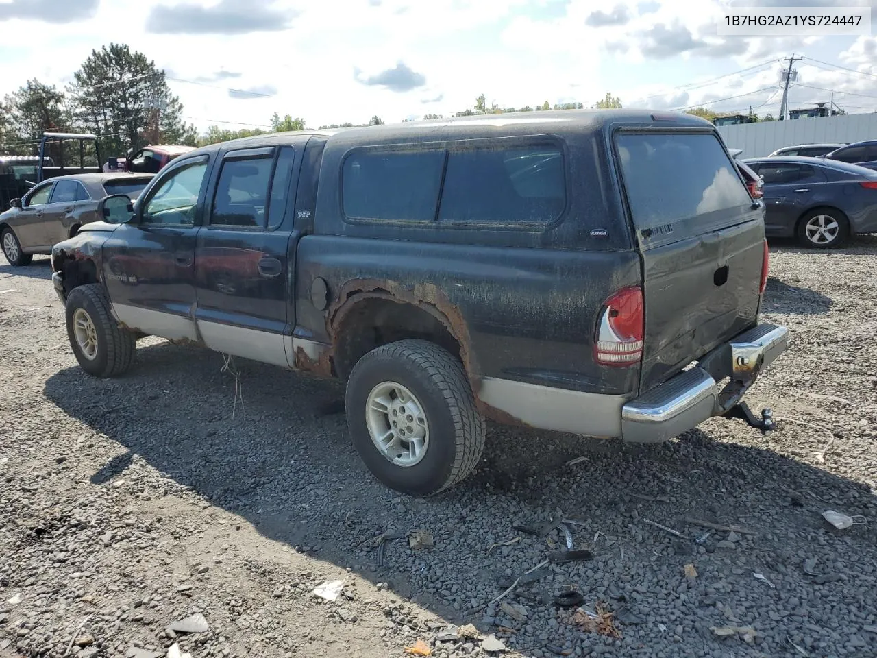 2000 Dodge Dakota Quad VIN: 1B7HG2AZ1YS724447 Lot: 71771714