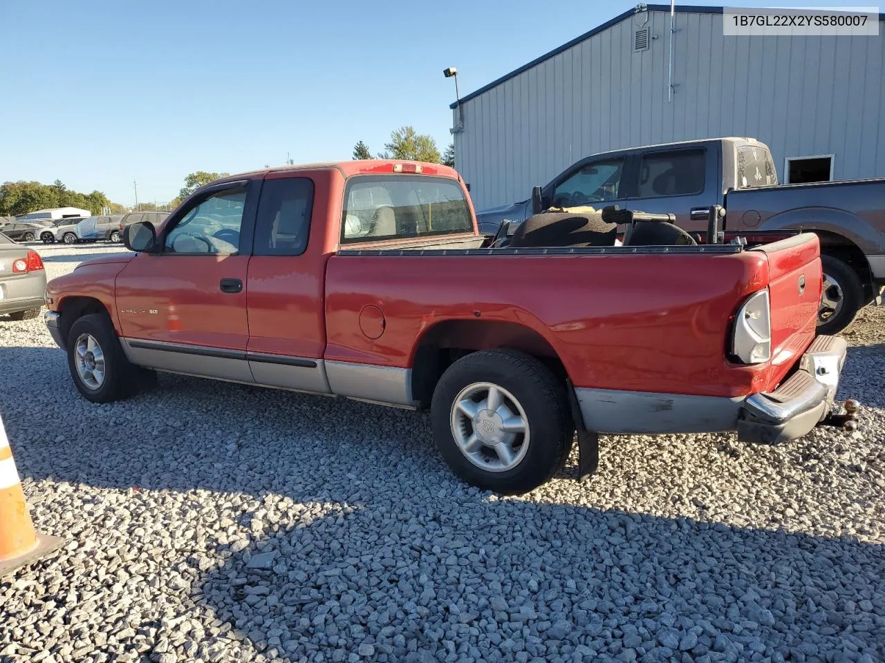 2000 Dodge Dakota VIN: 1B7GL22X2YS580007 Lot: 74690664