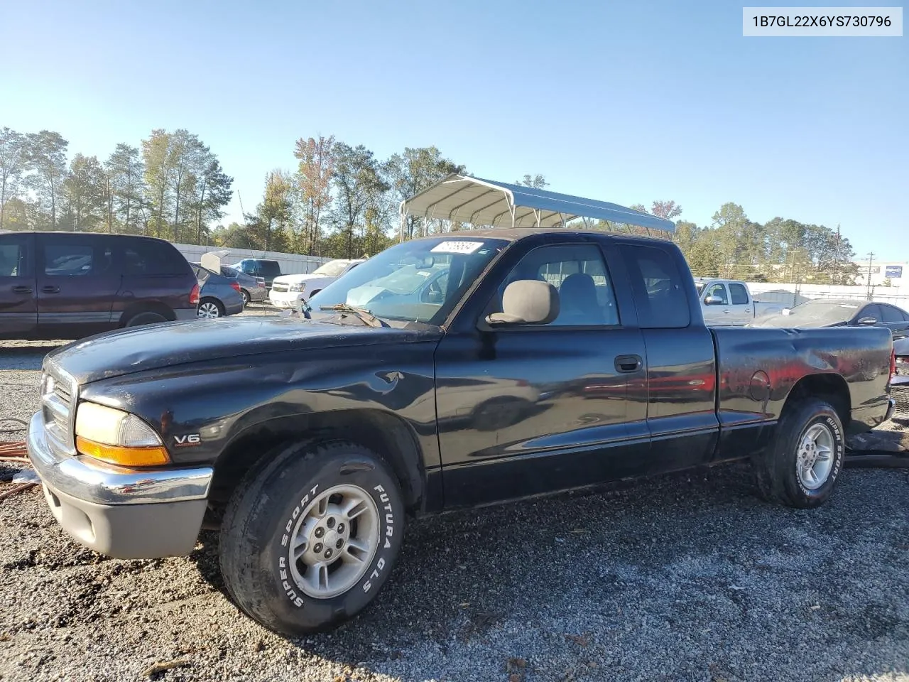 2000 Dodge Dakota VIN: 1B7GL22X6YS730796 Lot: 75739534