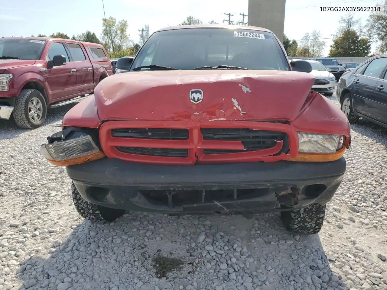 2000 Dodge Dakota Quad VIN: 1B7GG2AX3YS622318 Lot: 75802284