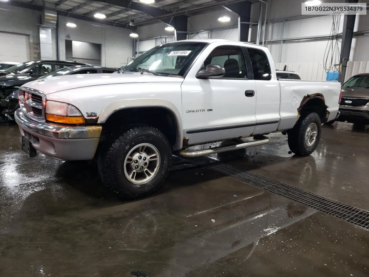 2000 Dodge Dakota VIN: 1B7GG22N3YS534379 Lot: 75881584