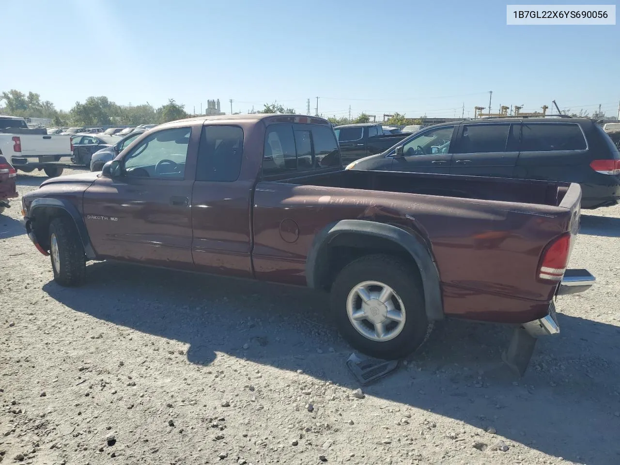 2000 Dodge Dakota VIN: 1B7GL22X6YS690056 Lot: 76450734