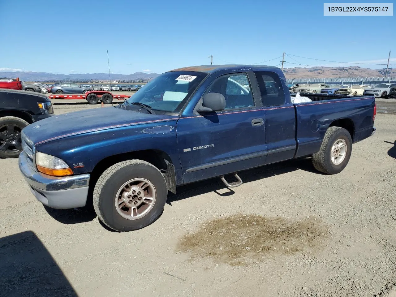 2000 Dodge Dakota VIN: 1B7GL22X4YS575147 Lot: 76636834