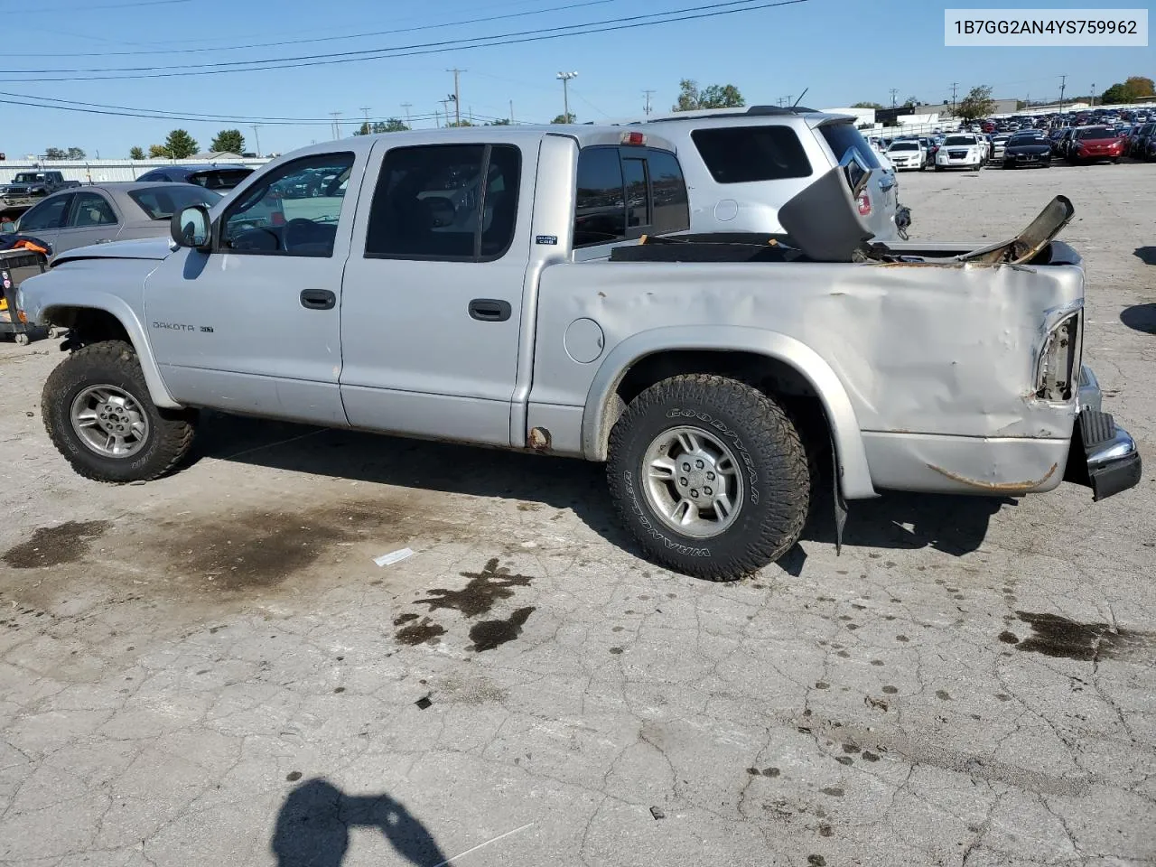 2000 Dodge Dakota Quad VIN: 1B7GG2AN4YS759962 Lot: 76672814