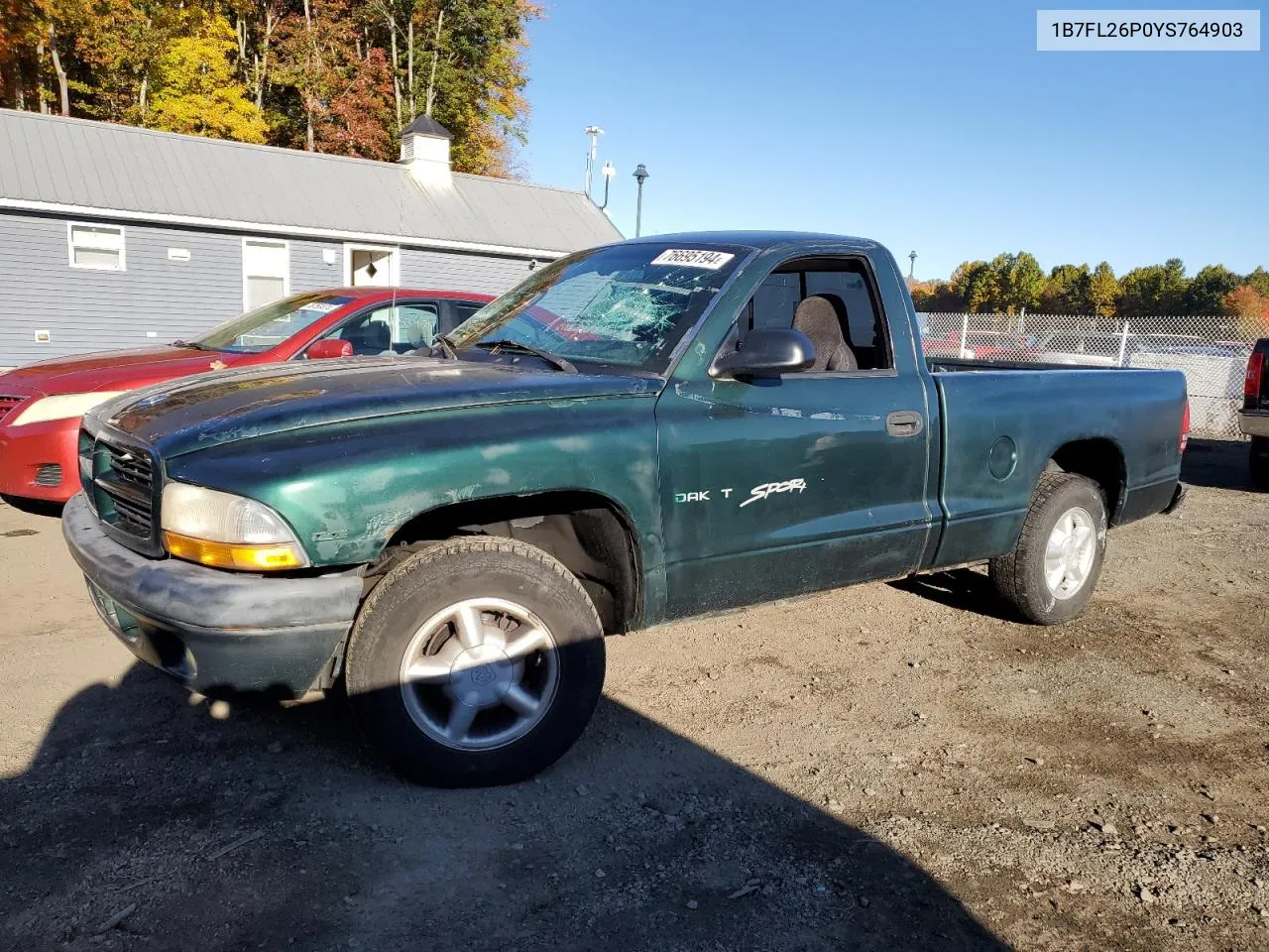 2000 Dodge Dakota VIN: 1B7FL26P0YS764903 Lot: 76695194